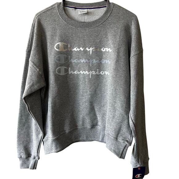 NEW Women's Gray Champion Logo Sweatshirt sz SM - Picture 1 of 3